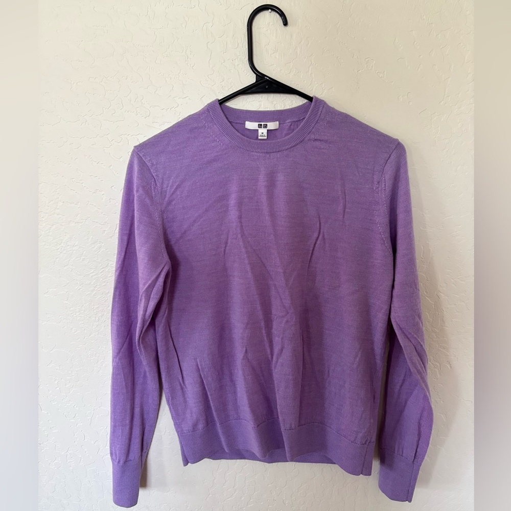 Uniqlo Merino Wool Sweater, Crewneck, Women, Purple, Medium